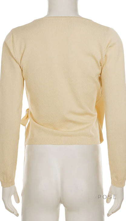 Nalayah V-Neck Tie Knit Top