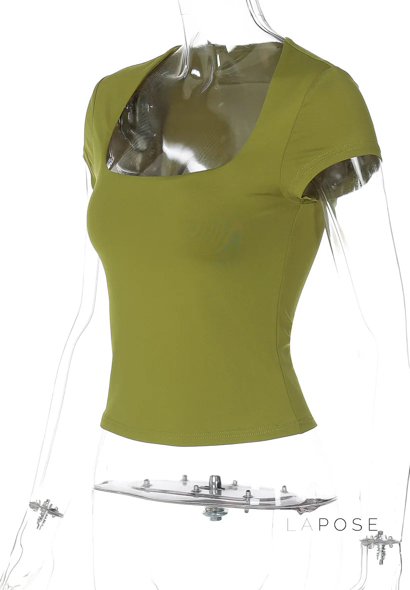 Nasra Flutter Sleeve Crop Top