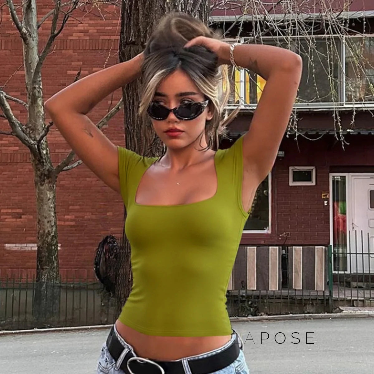 Nasra Flutter Sleeve Crop Top
