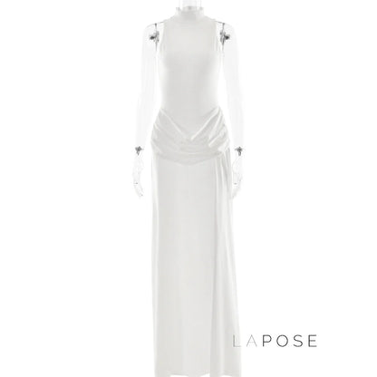 Nikole Mock Neck Ruched Maxi Dress