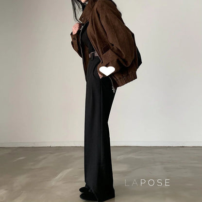 Nirvi Faux Suede Stand Collar Jacket
