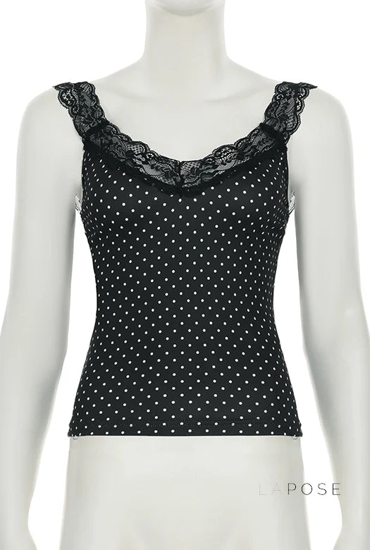 Niya Polka Dot Lace Camisole