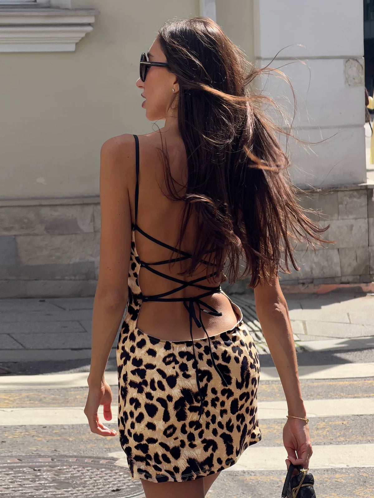 Nyla Leopard Backless Mini Dress