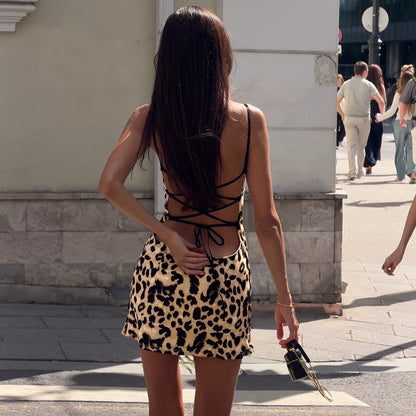 Nyla Leopard Backless Mini Dress