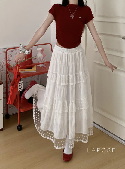 Payton White Tiered Lace Skirt