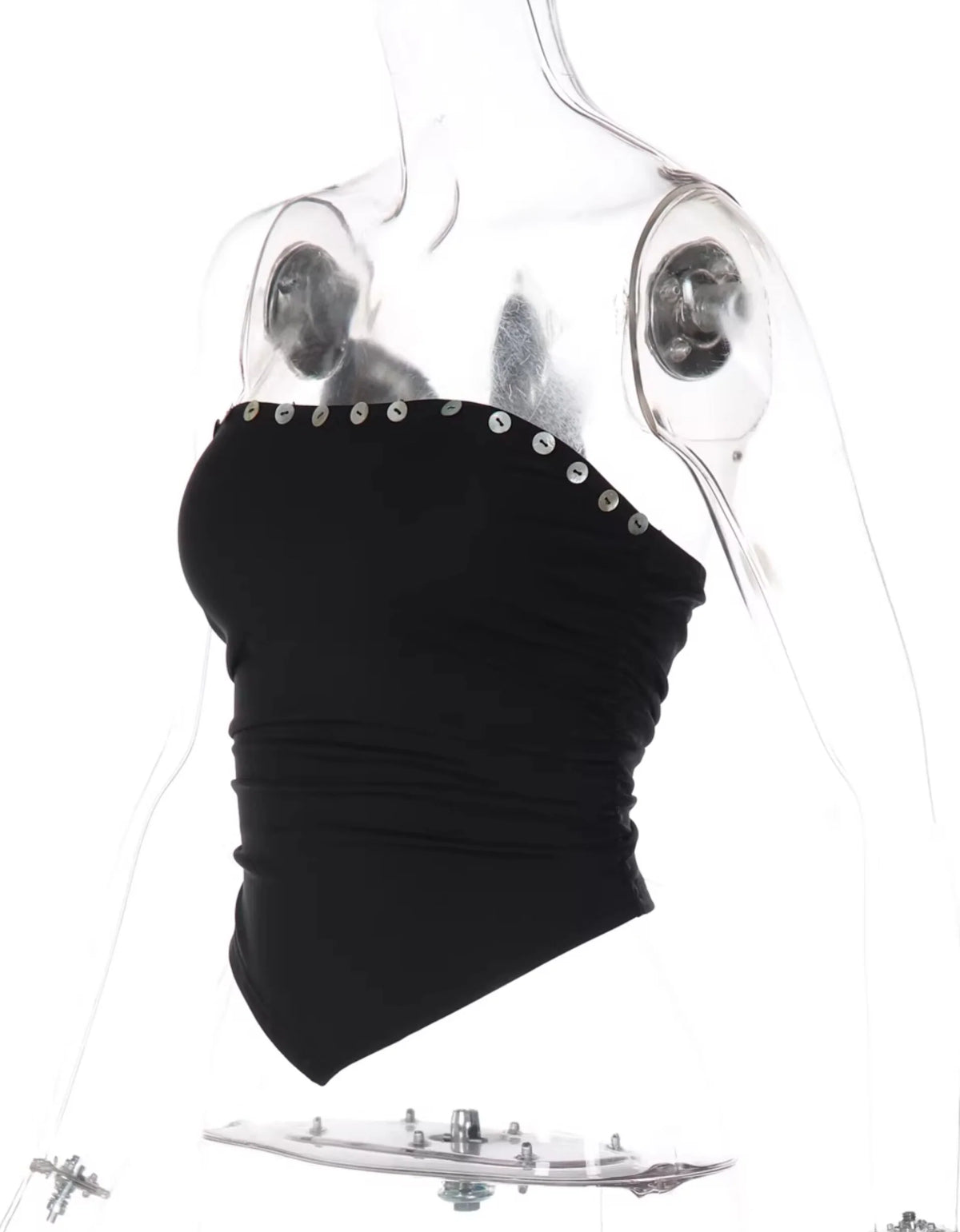 Pleated Button Trim Tube Top