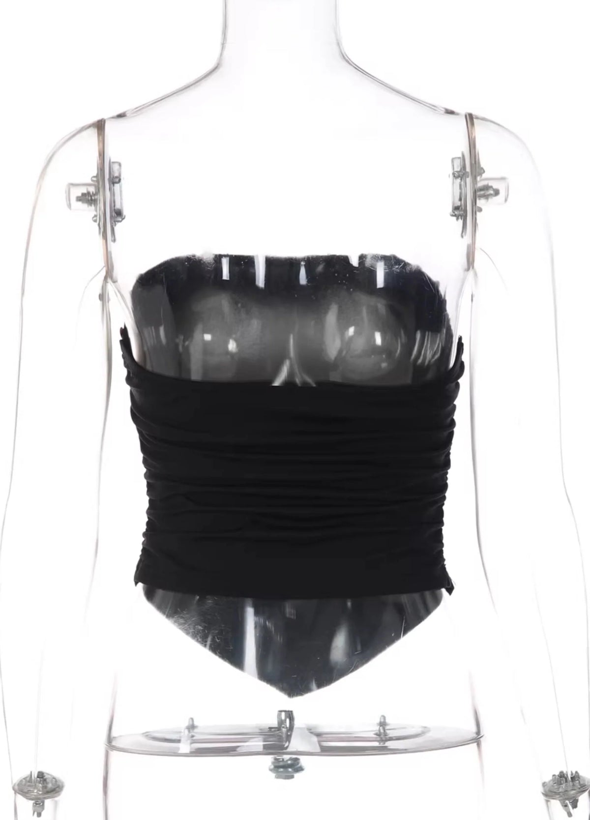 Pleated Button Trim Tube Top