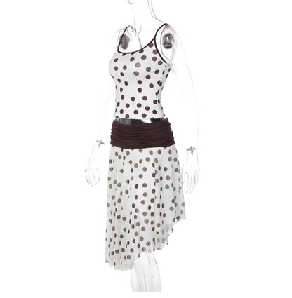Polka Dot Asymmetric Skirt Set
