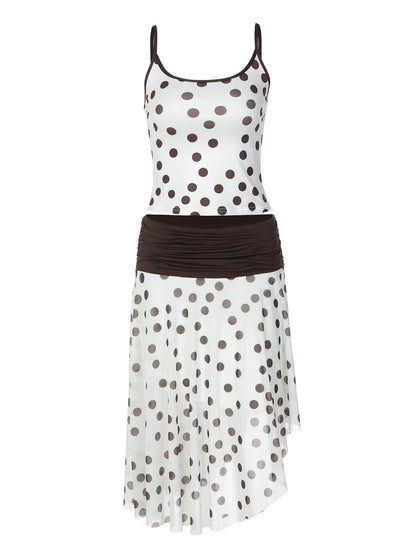 Polka Dot Asymmetric Skirt Set