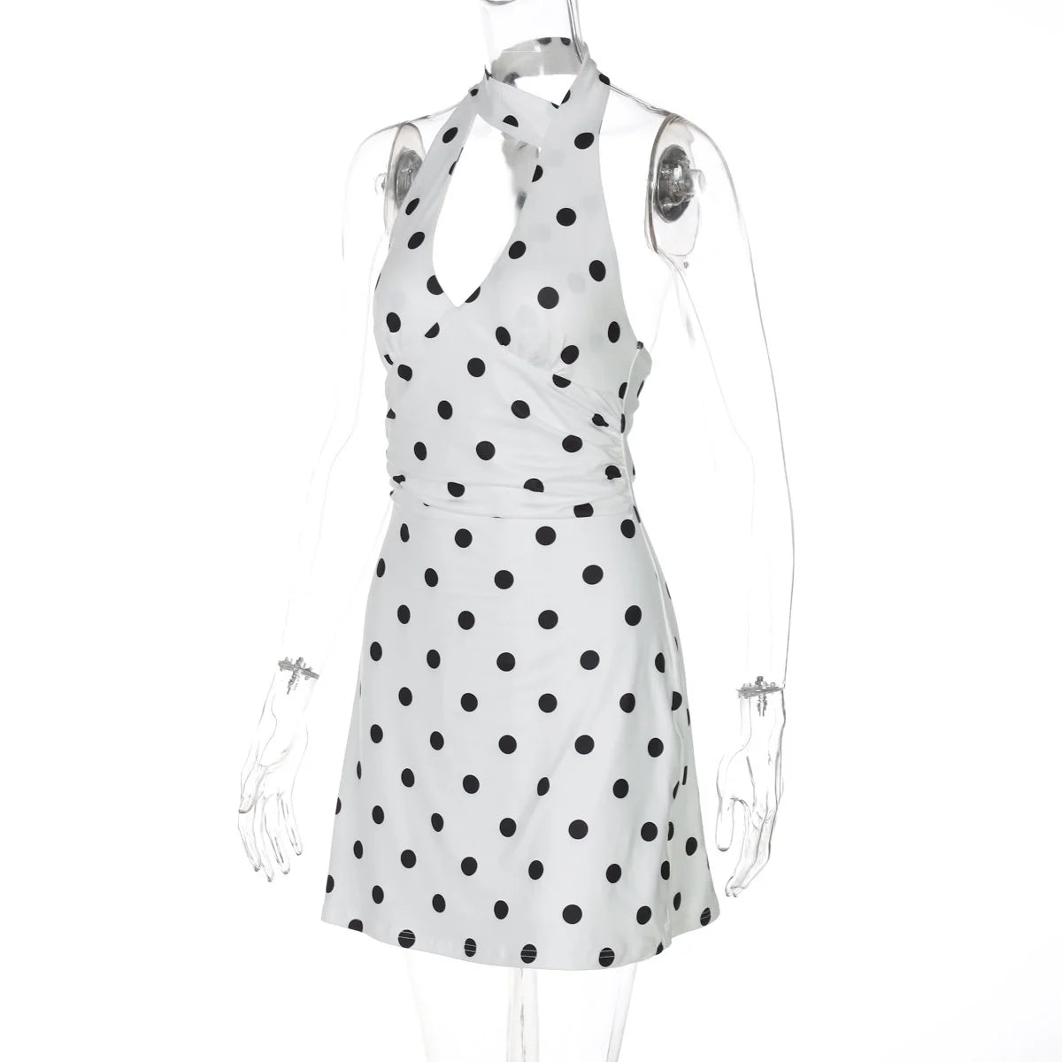 Polka Dot Halter Mini Dress