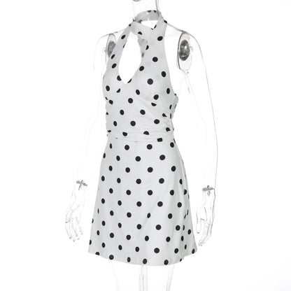 Polka Dot Halter Mini Dress