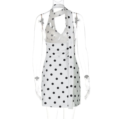 Polka Dot Halter Mini Dress