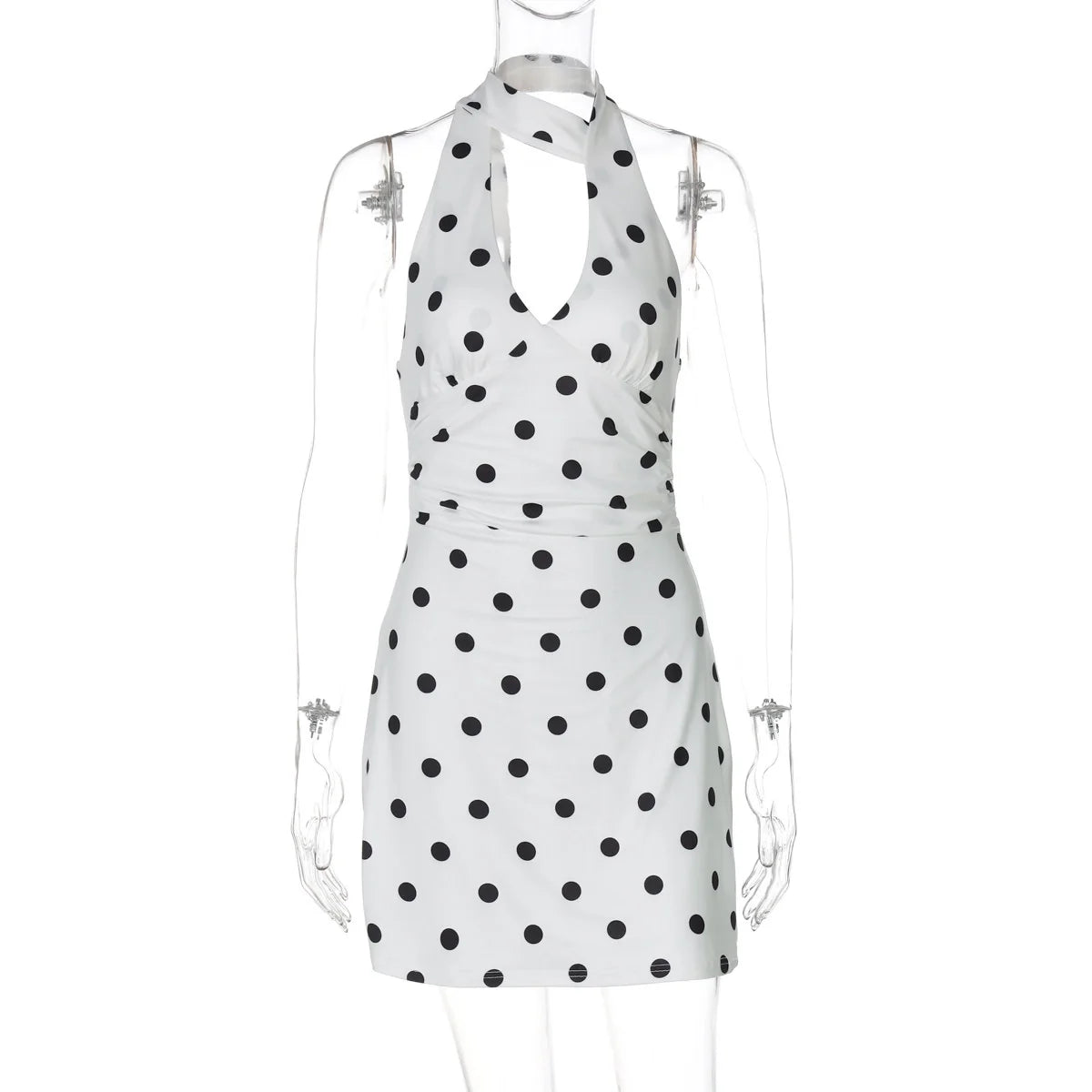 Polka Dot Halter Mini Dress