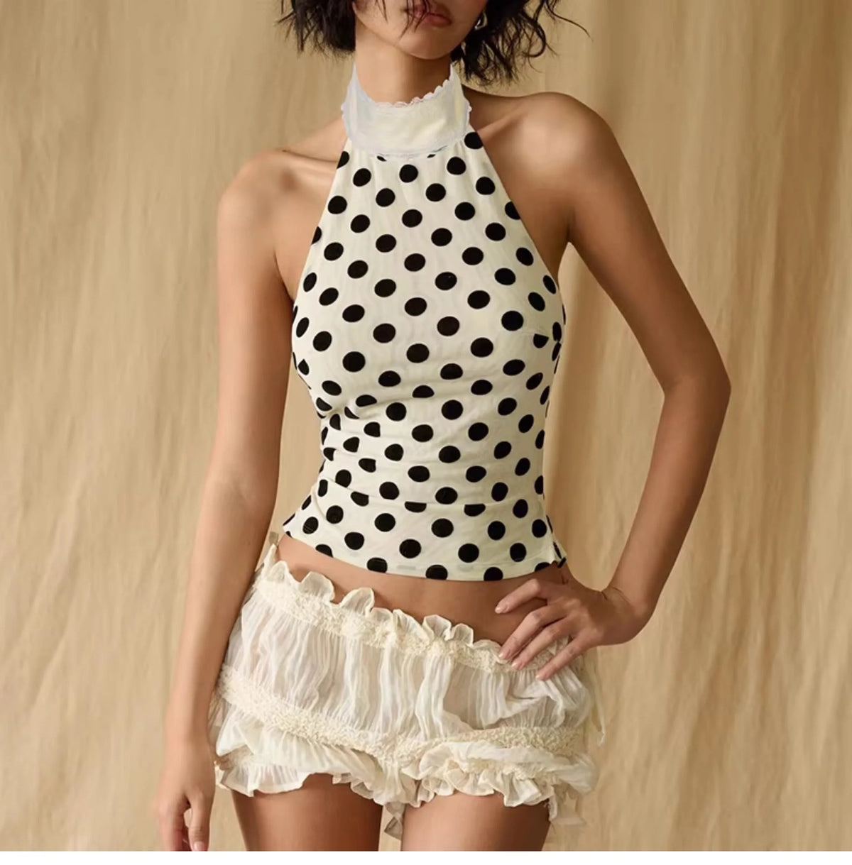 Polka Dot Halter Neck Top