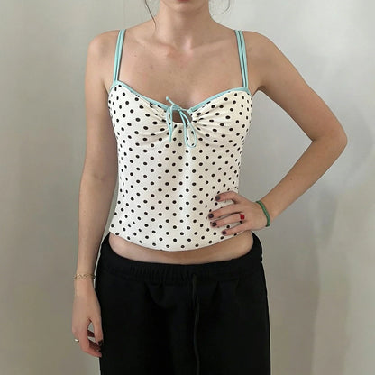 Polka Dot Lace-Up Camisole