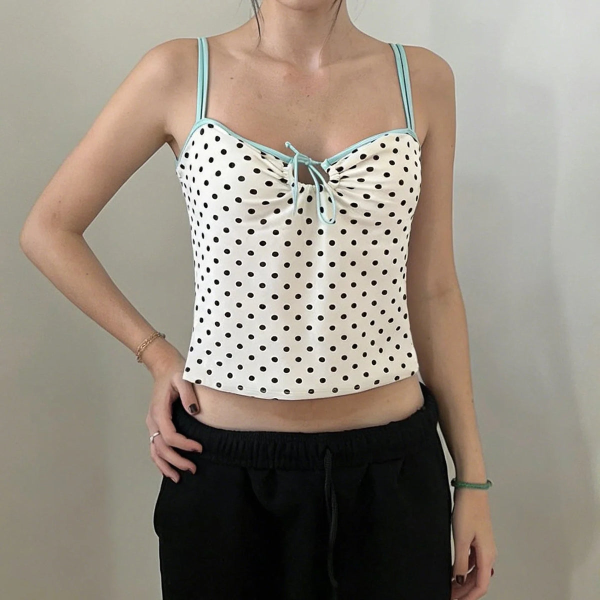 Polka Dot Lace-Up Camisole