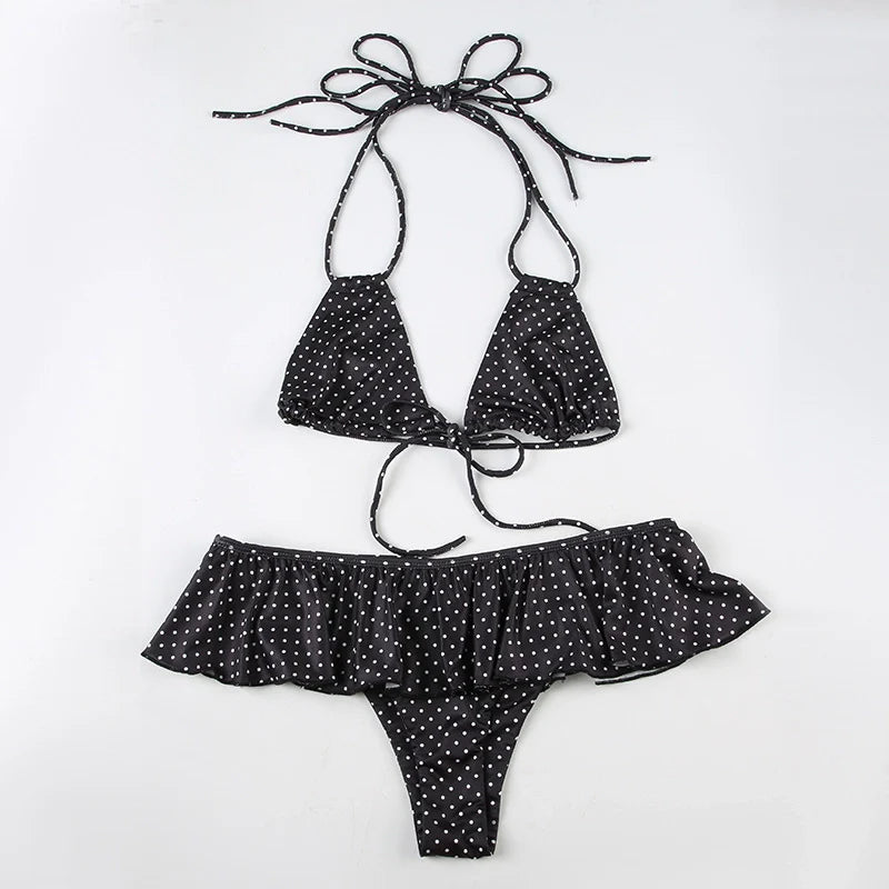 Polka Dot Ruffle Two-Piece Bikini
