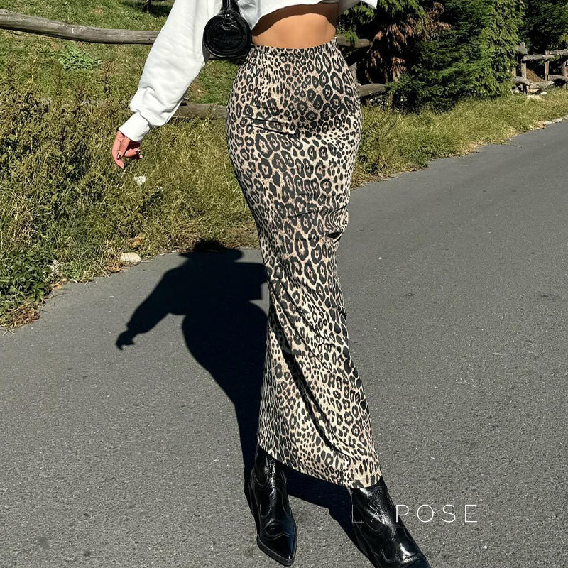 Raelee Leopard Print Maxi Skirt