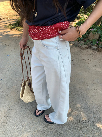 Raelee Off-White Wide-Leg Jeans