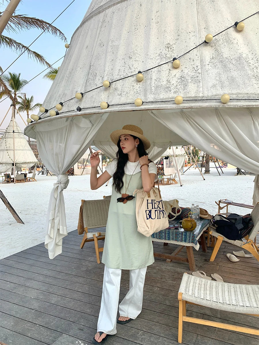 Raelee Off-White Wide-Leg Jeans