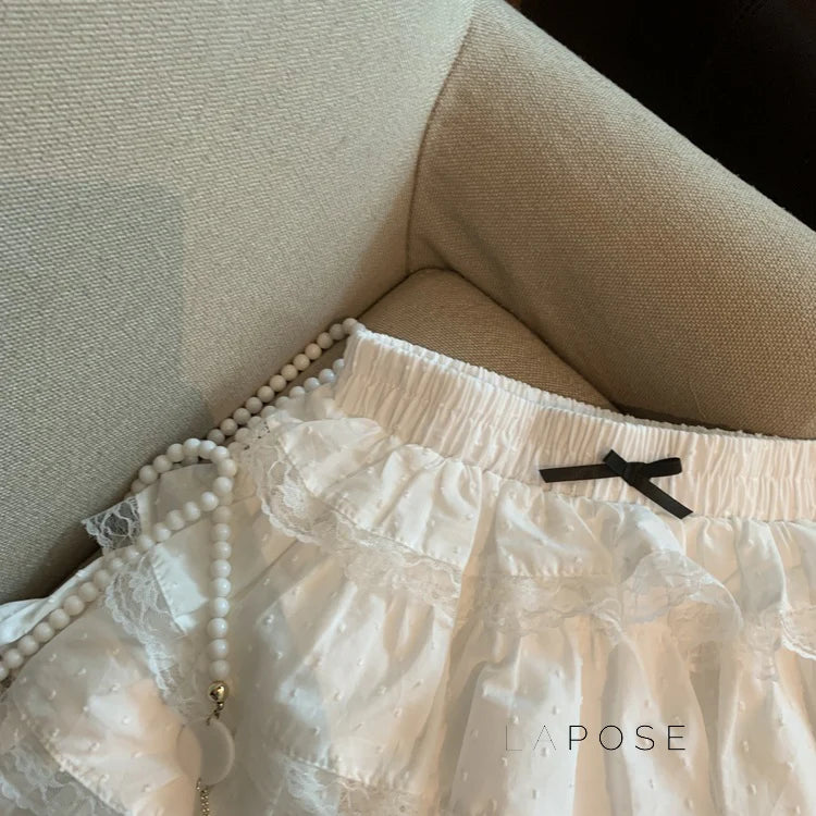 Reagen Tiered Bow Mini Skirt