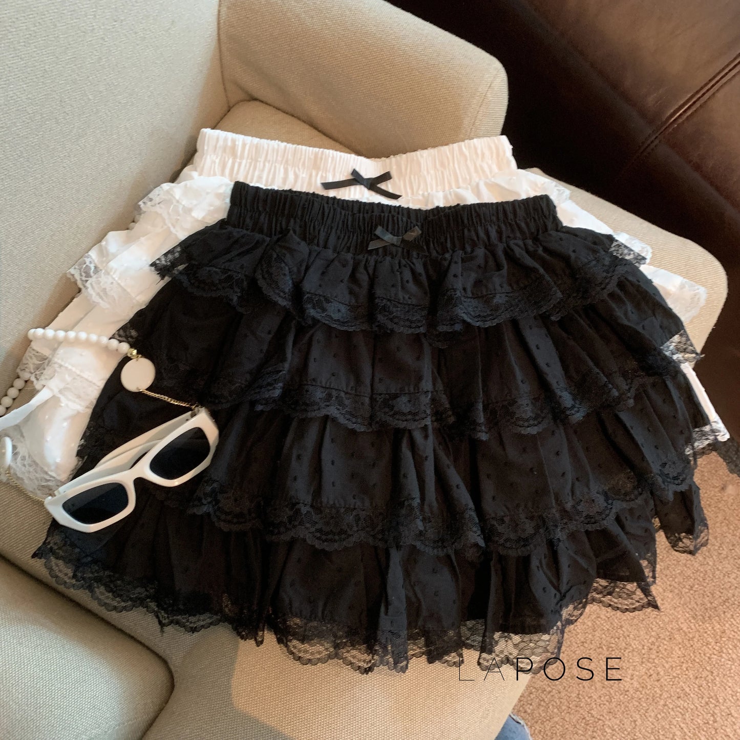 Reagen Tiered Bow Mini Skirt