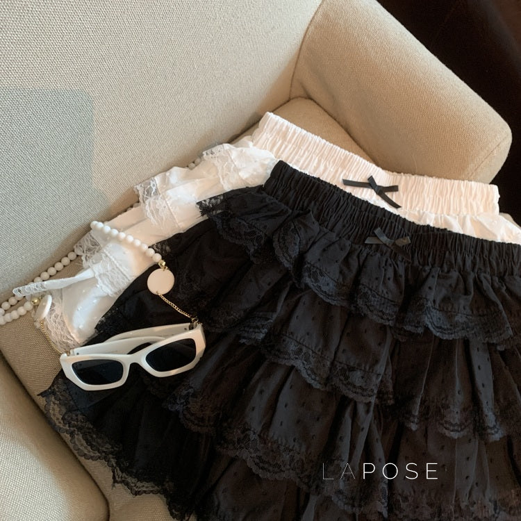 Reagen Tiered Bow Mini Skirt