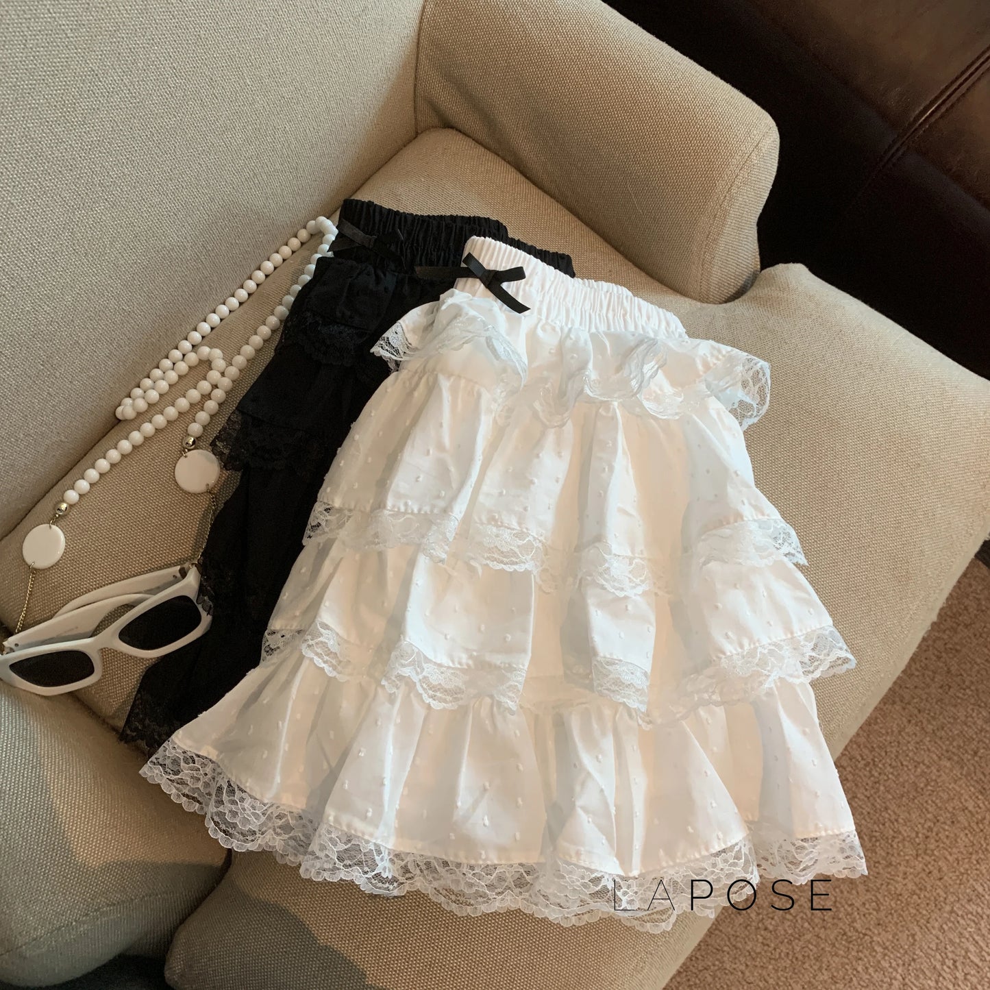 Reagen Tiered Bow Mini Skirt