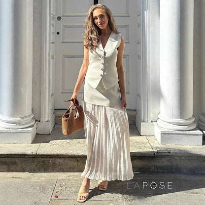 Renee Button Midi Skirt Set