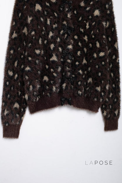 Roisin Leopard Bow Knit Cardigan