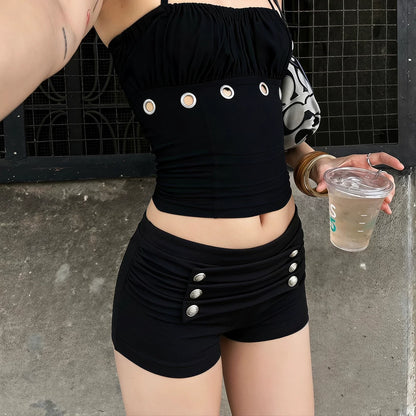 Rosalie Low Rise Button Shorts