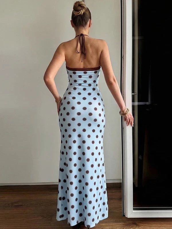 Rosalie Polka Dot Halter Maxi Dress
