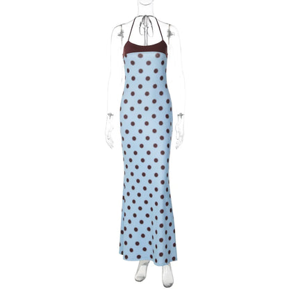 Rosalie Polka Dot Halter Maxi Dress