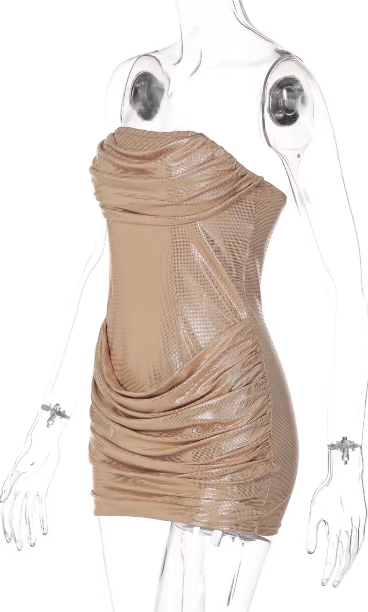 Ruched Metallic Mini Dress