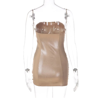 Ruched Metallic Mini Dress