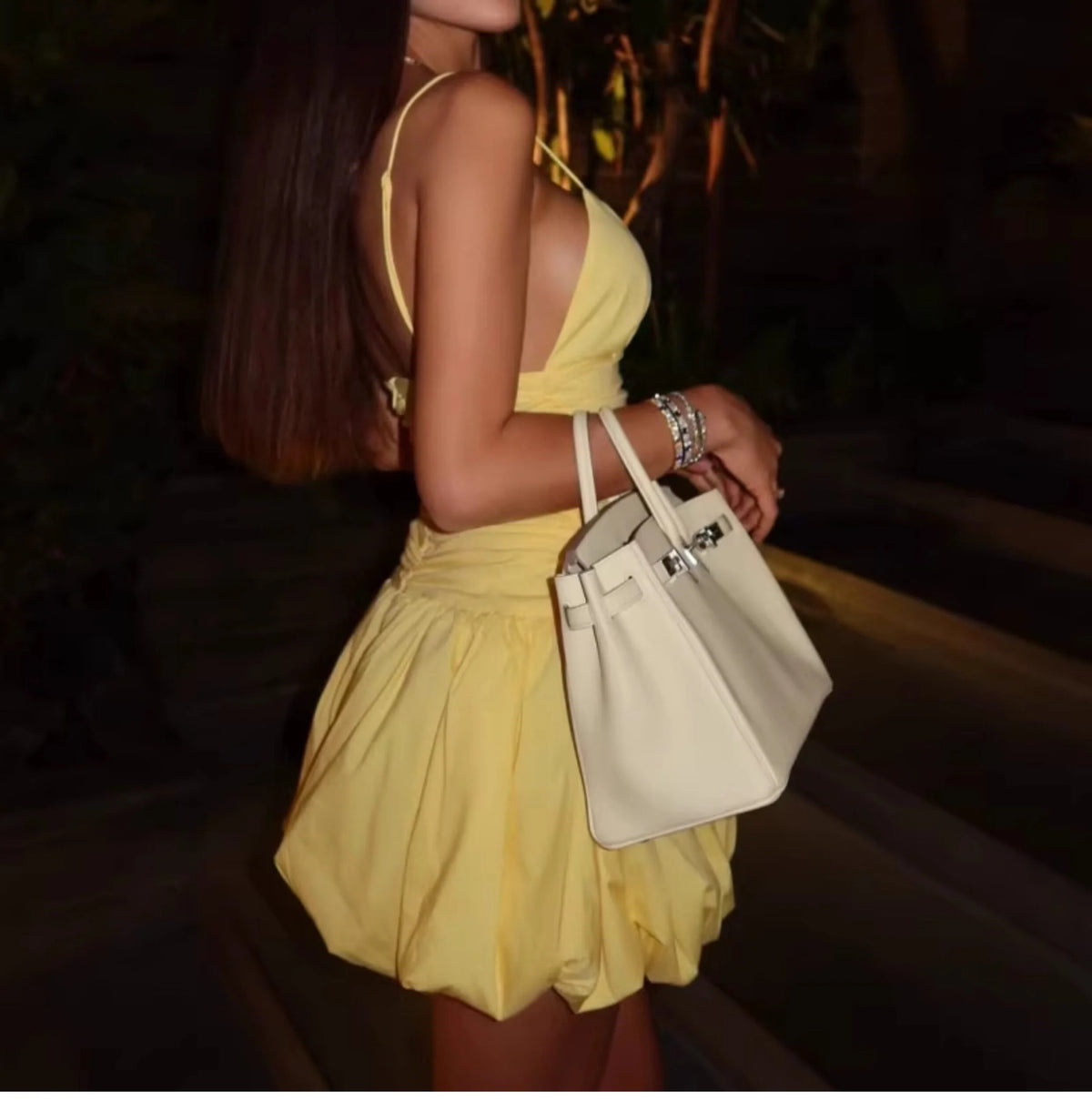 Ruched Puff Mini Dress