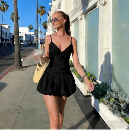 Ruched Puff Mini Dress