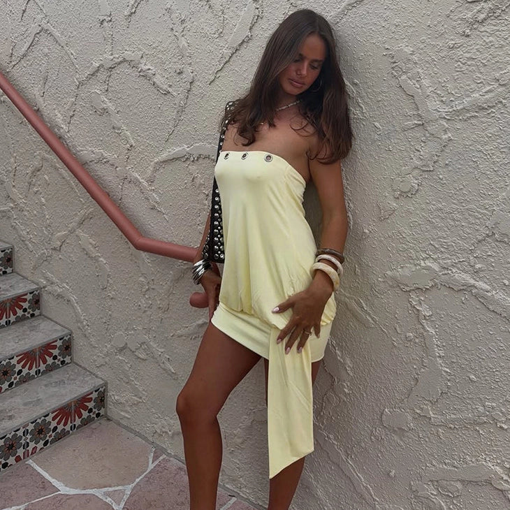 Ruched Strapless Mini Dress