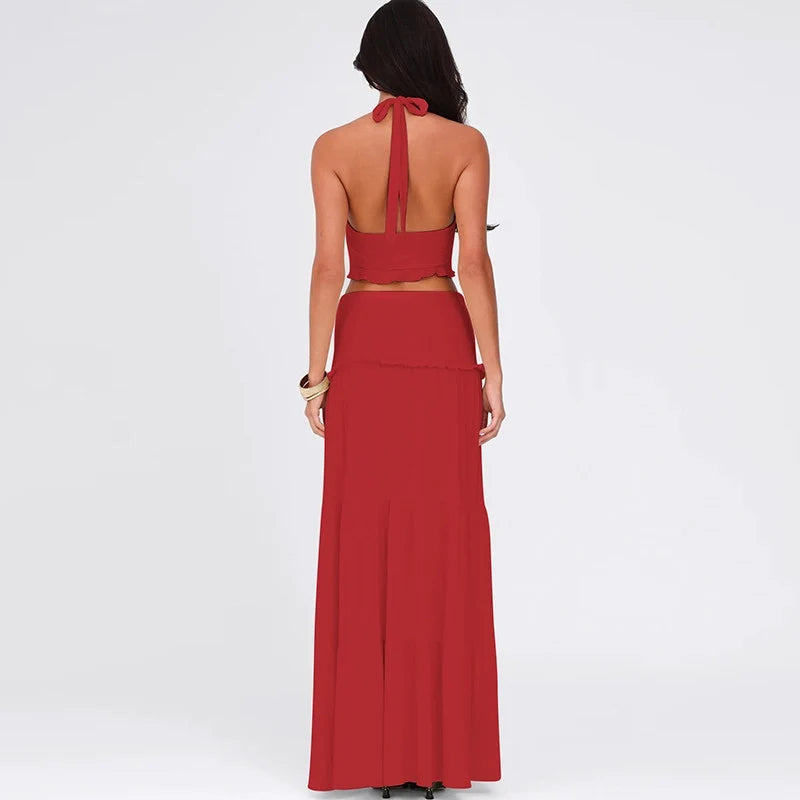 Ruched Two-Piece Skirt Set