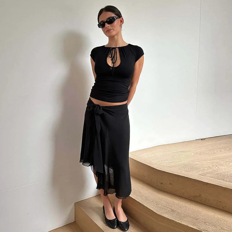 Ryan Cut-Out Tie Front Tee