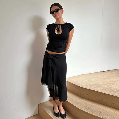 Ryan Cut-Out Tie Front Tee