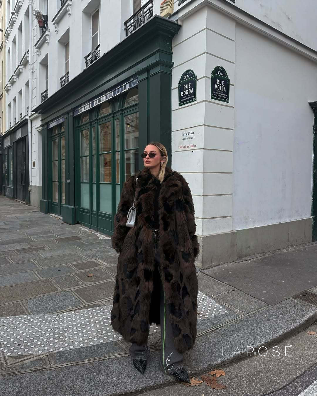 Ryann Spotted Lapel Faux Fur Coat