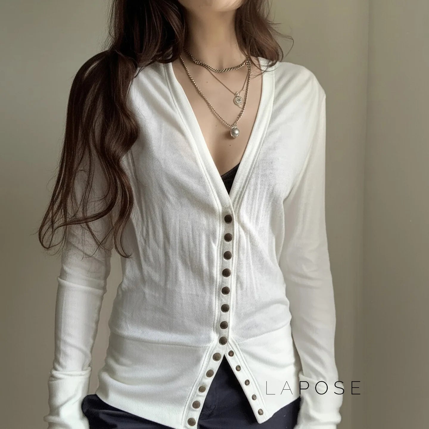 Saachi Button-Up Knit Top