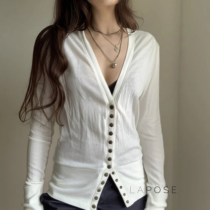 Saachi Button-Up Knit Top