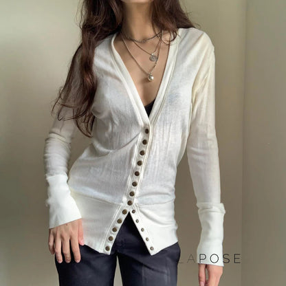 Saachi Button-Up Knit Top