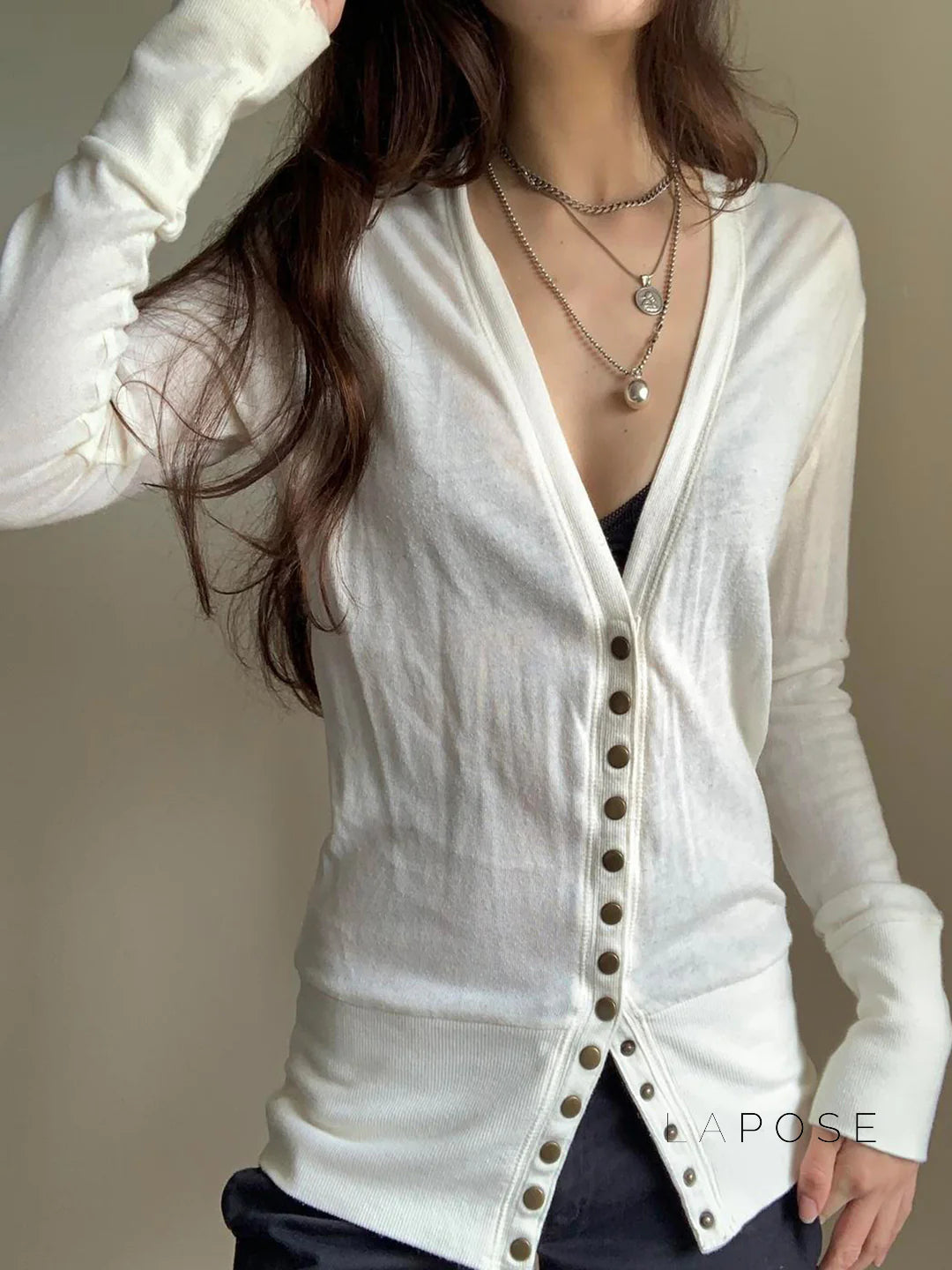 Saachi Button-Up Knit Top