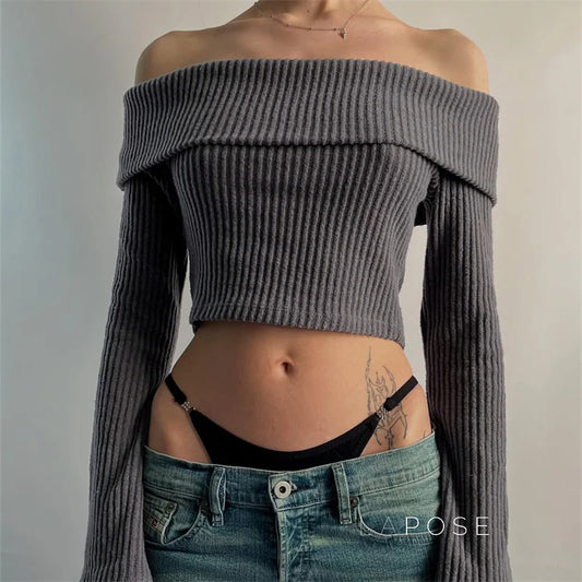 Samaria Ribbed Off Shoulder Top