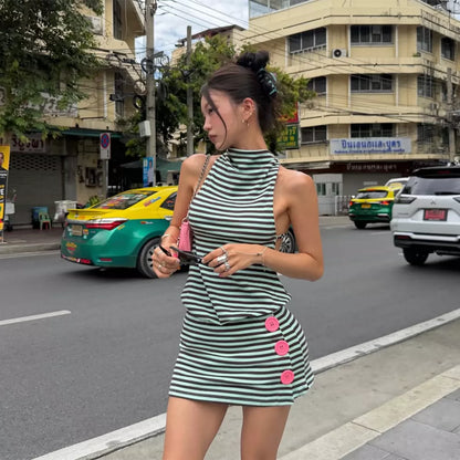 Samone Striped Halter Mini Dress