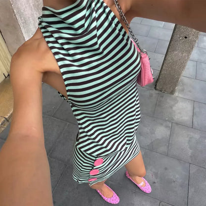 Samone Striped Halter Mini Dress