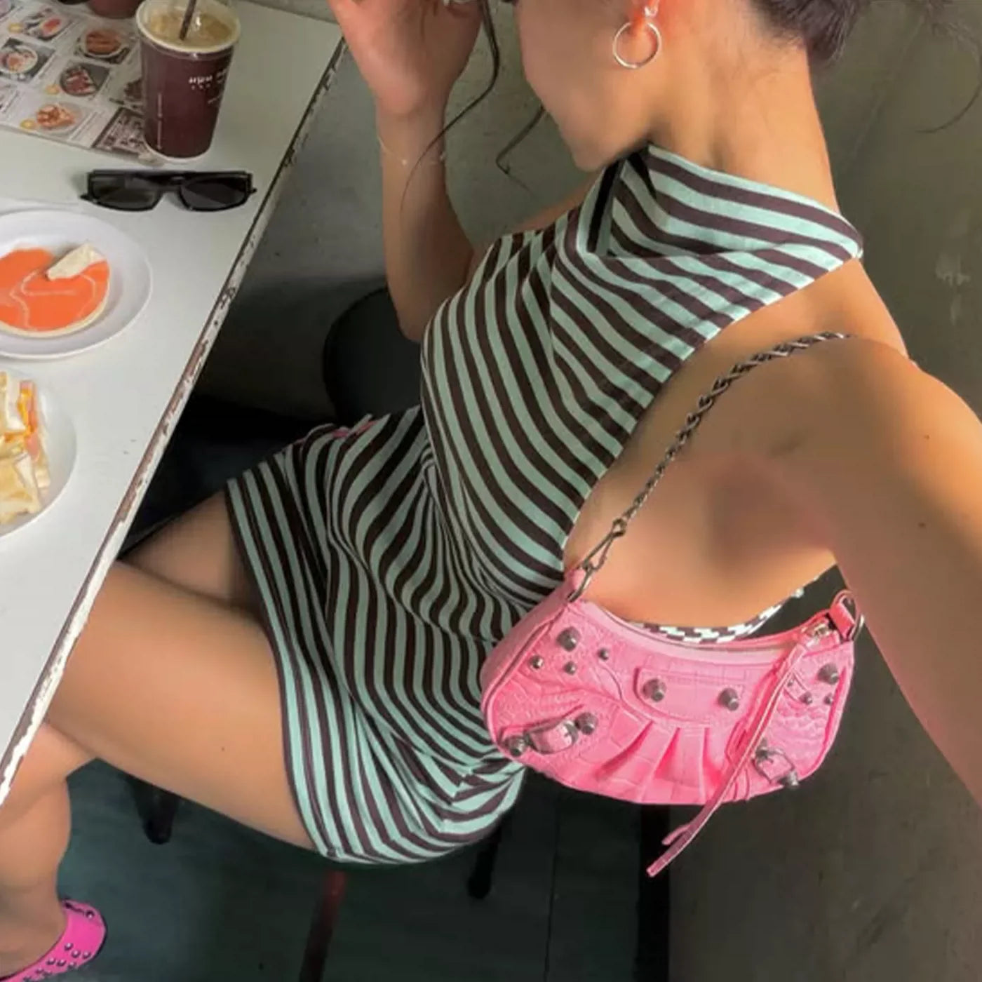 Samone Striped Halter Mini Dress